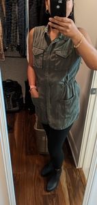 A new day Green zip up vest